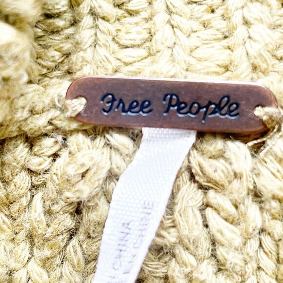 Free People Parfait Pullover Sweater Large Diamond Pattern Dolman Sleeve Gold - Picture 6 of 10